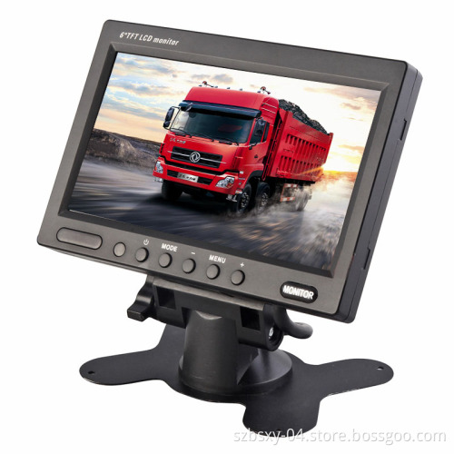 6 Inch Digital LCD Rear View Monitor Support 2-CH Inputs Use for Heavy-Duty Equipments